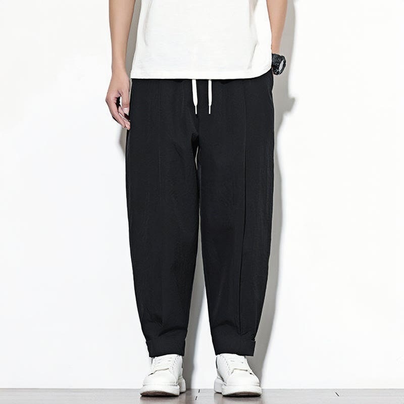Nimara Ritual Casual Solid Color Drawstring Men's Harem Pants With Pockets
