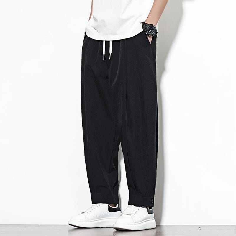 Nimara Ritual Casual Solid Color Drawstring Men's Harem Pants With Pockets