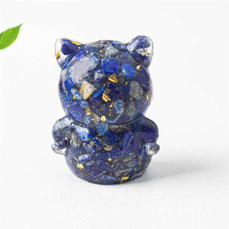 Nimara Ritual Cute Cat Lazurite Lapis Lazuli Amethyst Black Obsidian Aquamarine Crystal Resin Positive Home Decoration