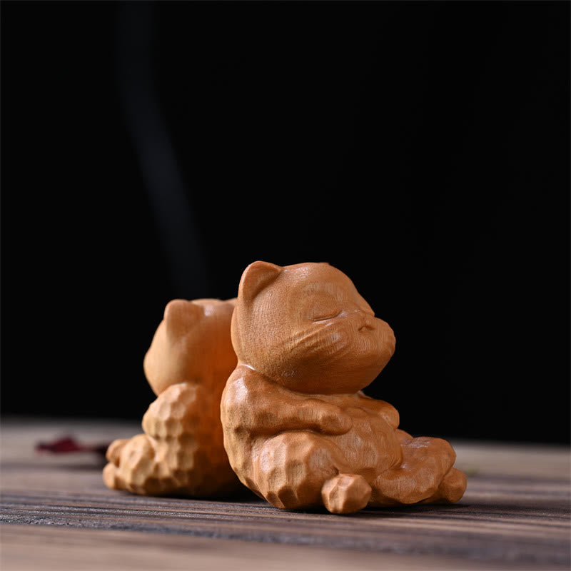 Nimara Ritual Mini Cute Sitting Cat Sandalwood Protection Home Decoration