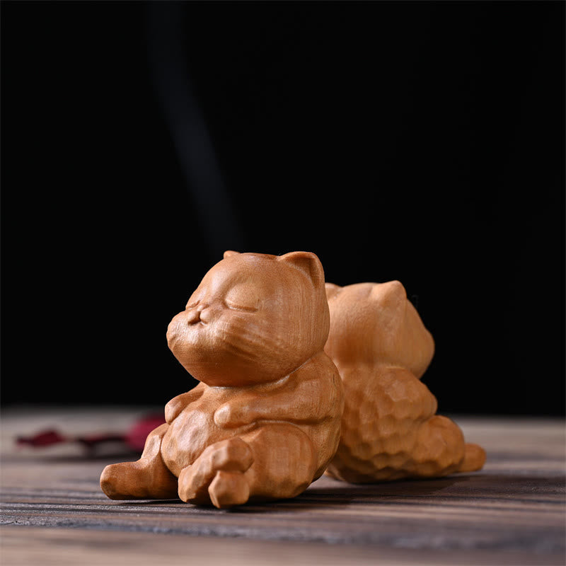 Nimara Ritual Mini Cute Sitting Cat Sandalwood Protection Home Decoration