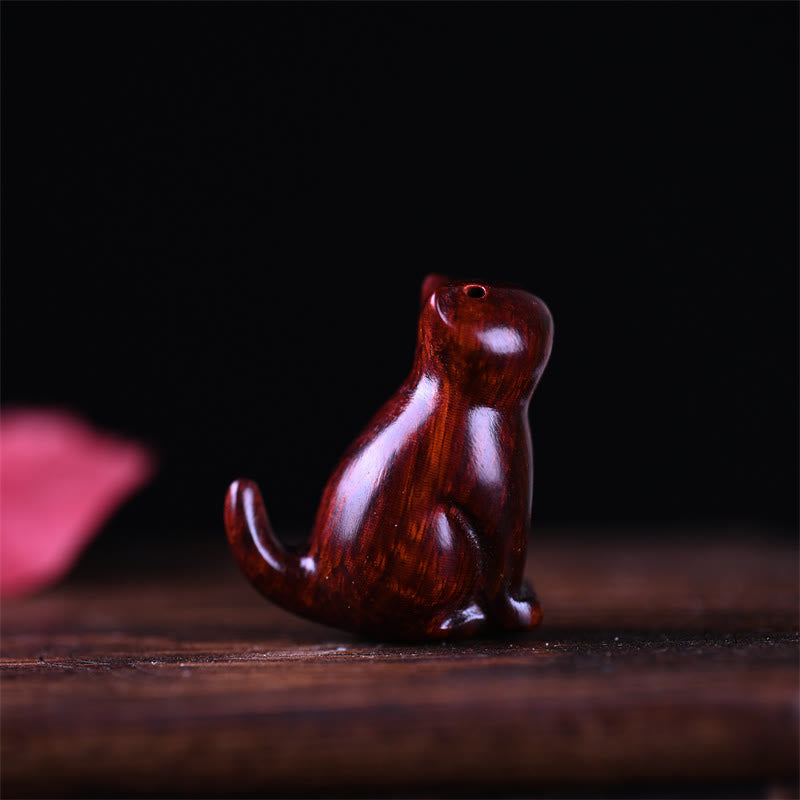 Nimara Ritual Small Leaf Red Sandalwood Ebony Wood Sandalwood Green Sandalwood Lucky Mini Cat Deer Sooth Phone Hanging Decoration