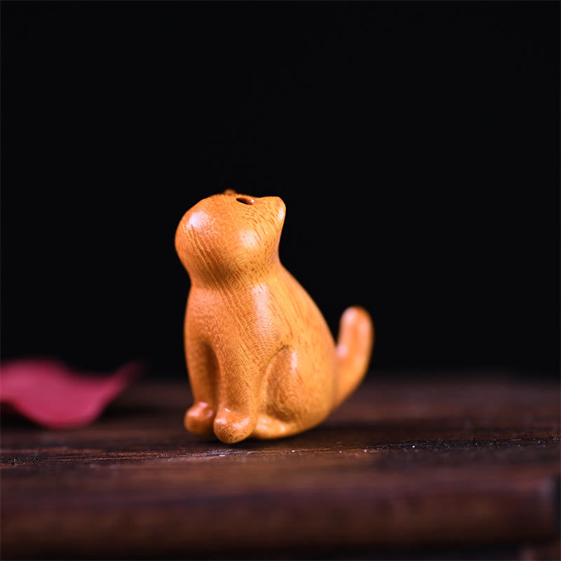 Nimara Ritual Small Leaf Red Sandalwood Ebony Wood Sandalwood Green Sandalwood Lucky Mini Cat Deer Sooth Phone Hanging Decoration
