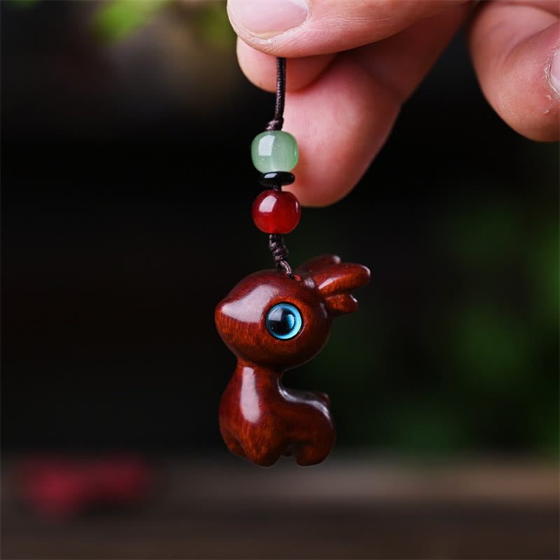 Nimara Ritual Small Leaf Red Sandalwood Ebony Wood Sandalwood Green Sandalwood Lucky Mini Cat Deer Sooth Phone Hanging Decoration