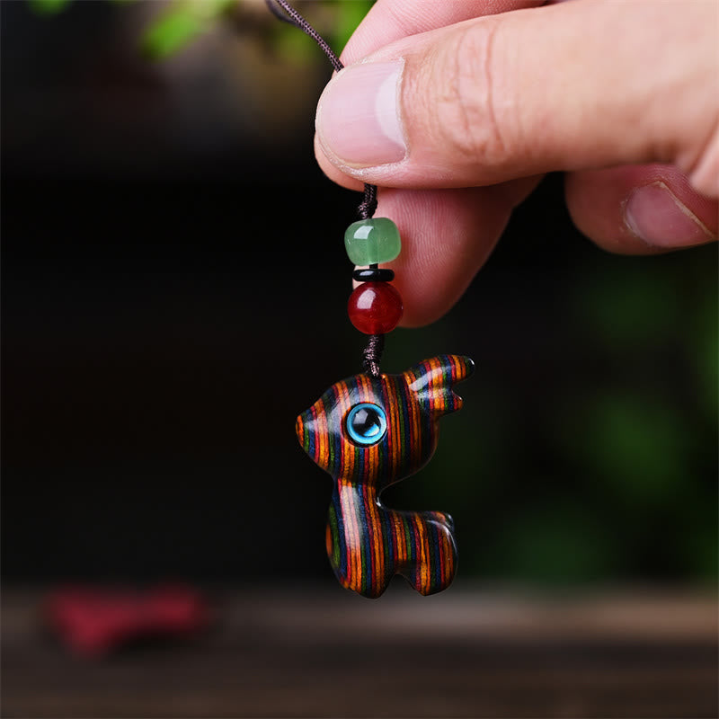 Nimara Ritual Small Leaf Red Sandalwood Ebony Wood Sandalwood Green Sandalwood Lucky Mini Cat Deer Sooth Phone Hanging Decoration