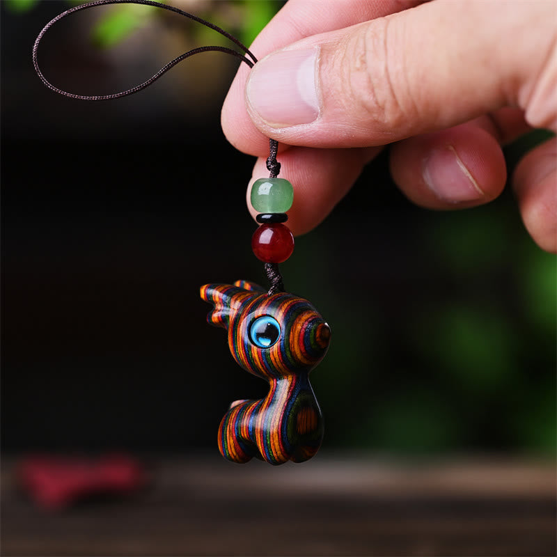Nimara Ritual Small Leaf Red Sandalwood Ebony Wood Sandalwood Green Sandalwood Lucky Mini Cat Deer Sooth Phone Hanging Decoration