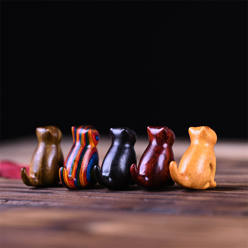 Nimara Ritual Small Leaf Red Sandalwood Ebony Wood Sandalwood Green Sandalwood Lucky Mini Cat Deer Sooth Phone Hanging Decoration
