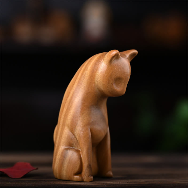 Nimara Ritual Small Cat Mouse Green Sandalwood African Red Rosewood Peace Home Decoration