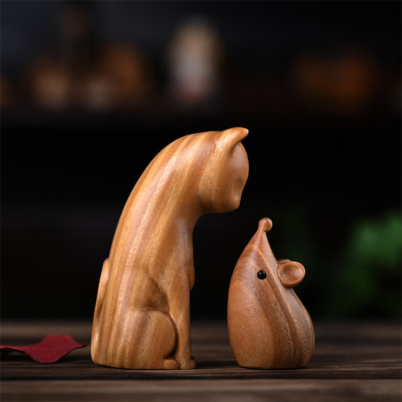Nimara Ritual Small Cat Mouse Green Sandalwood African Red Rosewood Peace Home Decoration