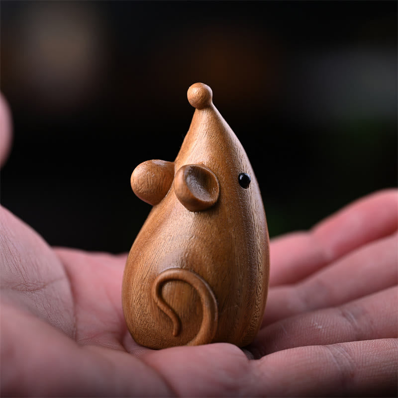 Nimara Ritual Small Cat Mouse Green Sandalwood African Red Rosewood Peace Home Decoration