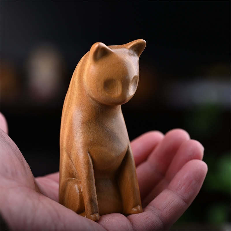 Nimara Ritual Small Cat Mouse Green Sandalwood African Red Rosewood Peace Home Decoration