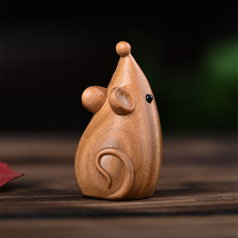 Nimara Ritual Small Cat Mouse Green Sandalwood African Red Rosewood Peace Home Decoration