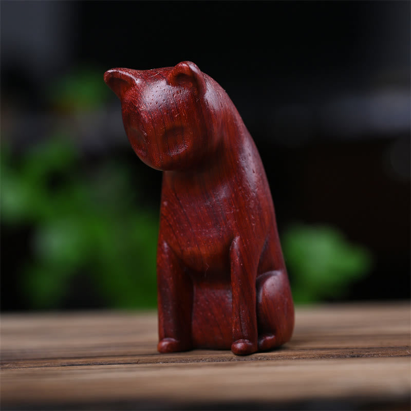 Nimara Ritual Small Cat Mouse Green Sandalwood African Red Rosewood Peace Home Decoration