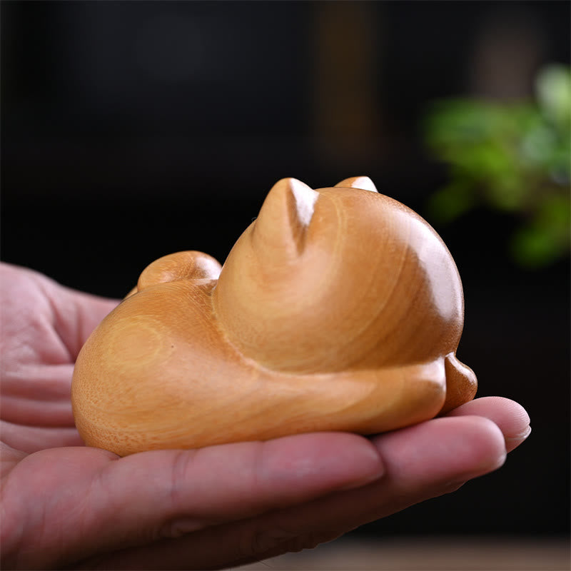 Nimara Ritual Small Cute Confident Sleeping Cat Sandalwood Healing Home Decoration