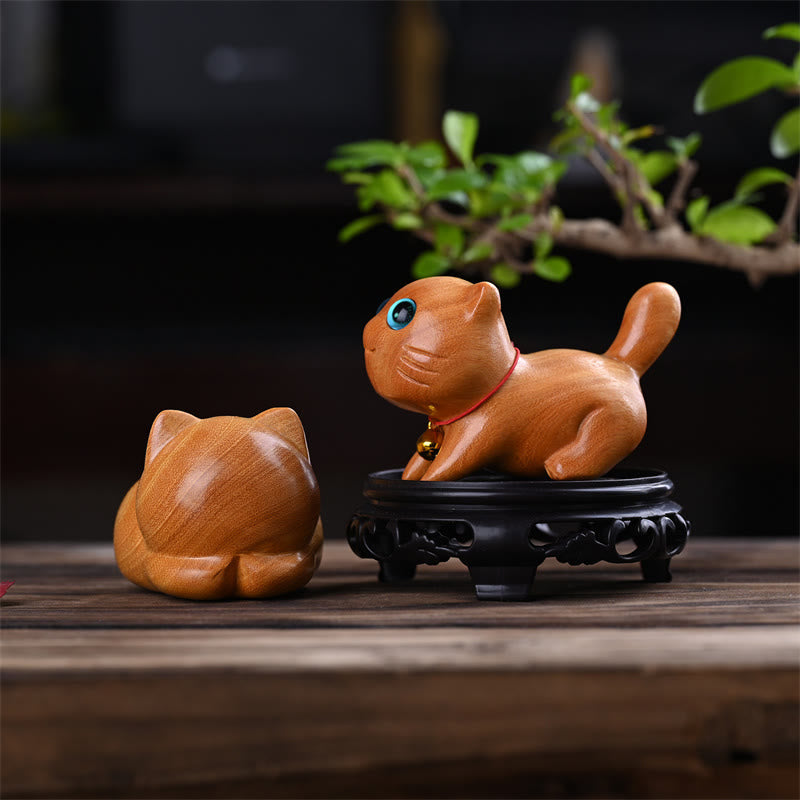Nimara Ritual Small Cute Confident Sleeping Cat Sandalwood Healing Home Decoration