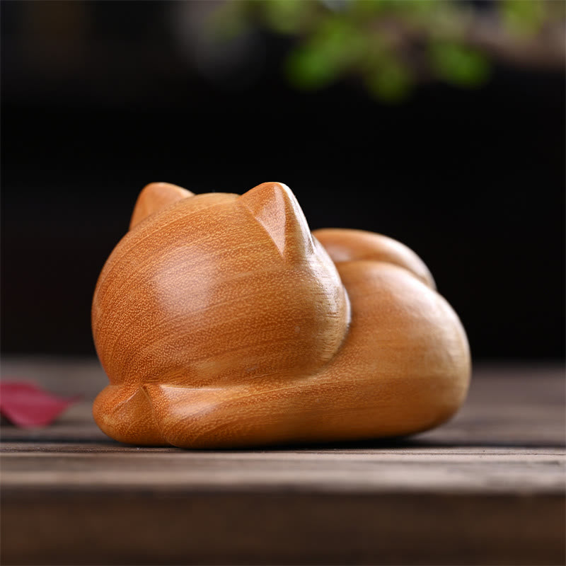 Nimara Ritual Small Cute Confident Sleeping Cat Sandalwood Healing Home Decoration