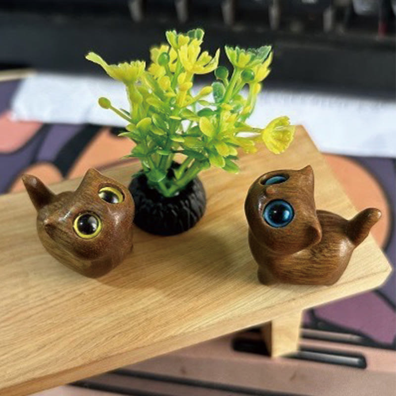 Nimara Ritual Green Sandalwood Ebony Wood Sandalwood Small Leaf Red Sandalwood Mini Lucky Cat Peace Decoration