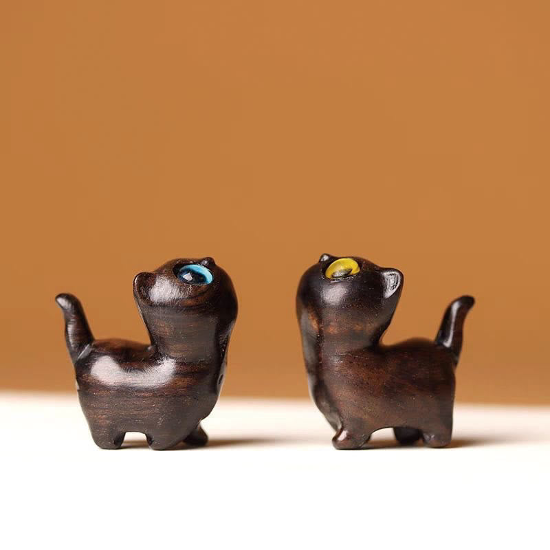 Nimara Ritual Green Sandalwood Ebony Wood Sandalwood Small Leaf Red Sandalwood Mini Lucky Cat Peace Decoration