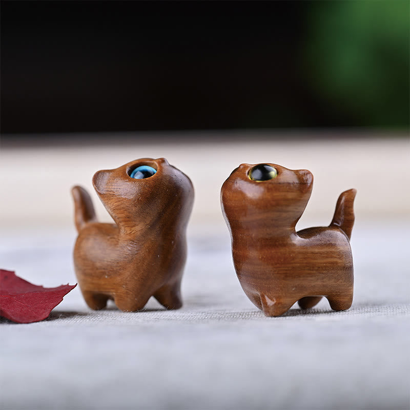 Nimara Ritual Green Sandalwood Ebony Wood Sandalwood Small Leaf Red Sandalwood Mini Lucky Cat Peace Decoration