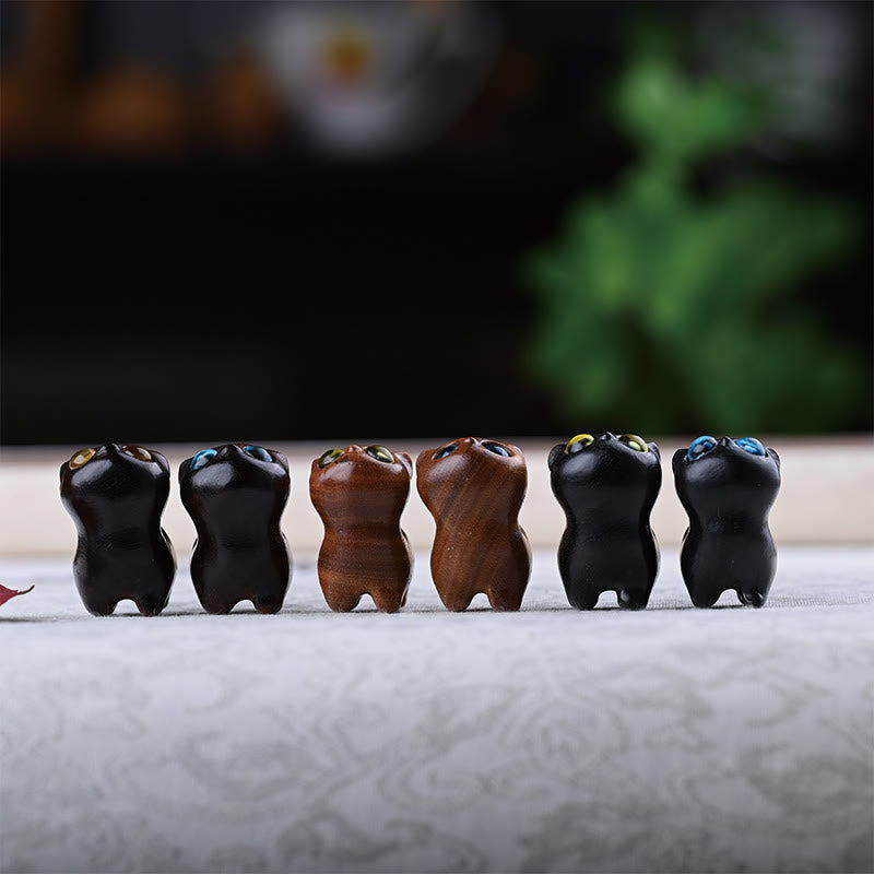 Nimara Ritual Green Sandalwood Ebony Wood Sandalwood Small Leaf Red Sandalwood Mini Lucky Cat Peace Decoration