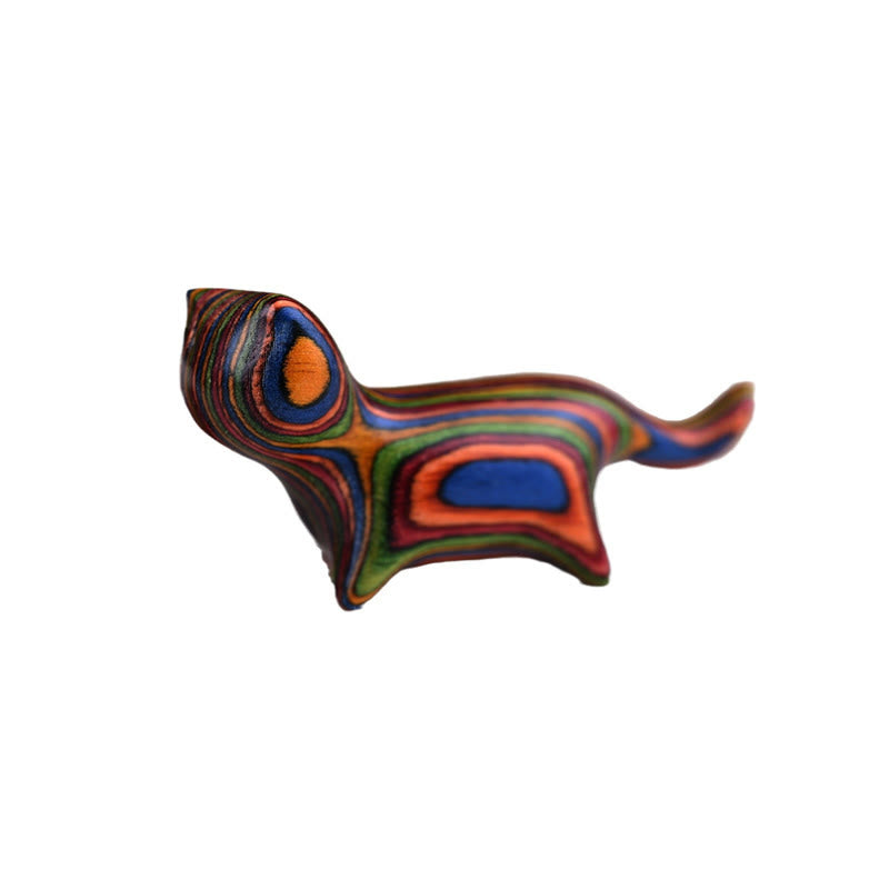 Nimara Ritual Green Sandalwood Small Leaf Red Sandalwood Ebony Wood Rainbow Wood Lucky Mini Walking Cat Positive Decoration