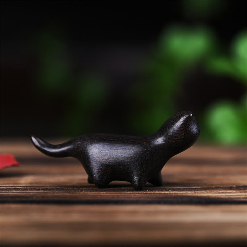 Nimara Ritual Green Sandalwood Small Leaf Red Sandalwood Ebony Wood Rainbow Wood Lucky Mini Walking Cat Positive Decoration