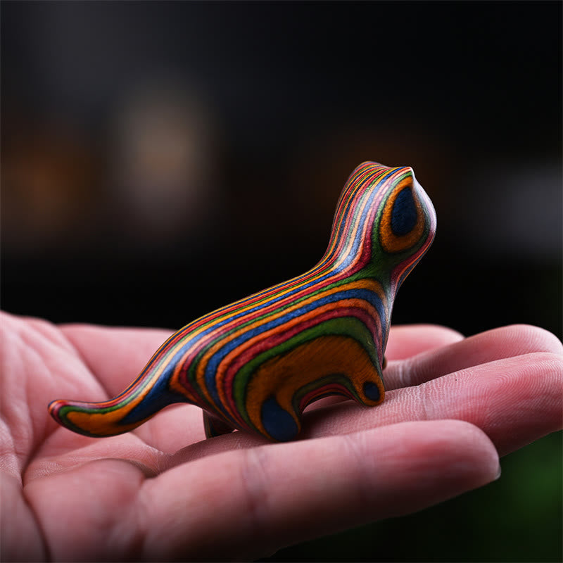 Nimara Ritual Green Sandalwood Small Leaf Red Sandalwood Ebony Wood Rainbow Wood Lucky Mini Walking Cat Positive Decoration