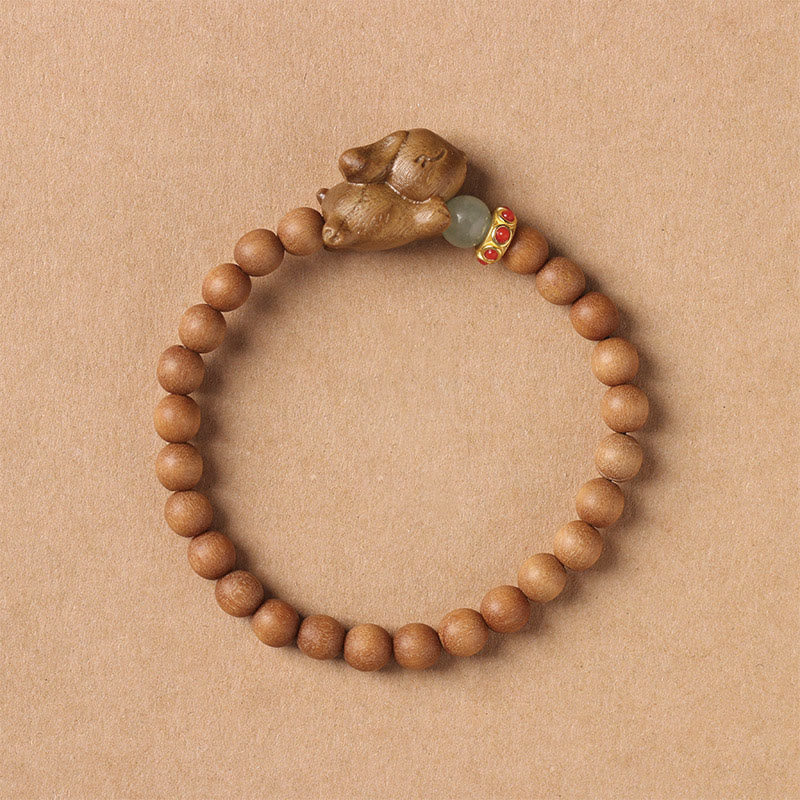 Nimara Ritual Green Sandalwood Gold Sandalwood Cute Rabbit Positive Bracelet