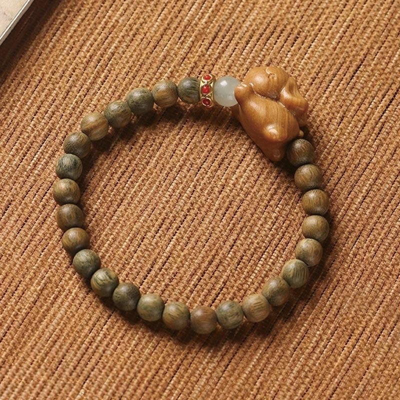 Nimara Ritual Green Sandalwood Gold Sandalwood Cute Rabbit Positive Bracelet