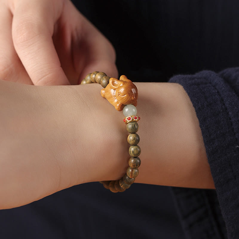 Nimara Ritual Green Sandalwood Gold Sandalwood Cute Rabbit Positive Bracelet
