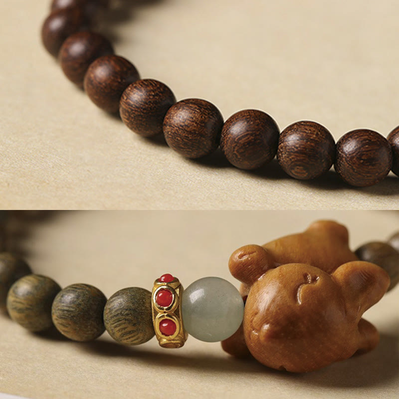 Nimara Ritual Green Sandalwood Gold Sandalwood Cute Rabbit Positive Bracelet