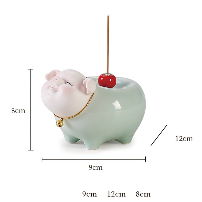 Nimara Ritual Ceramic Little Pig Blessing Stick Incense Burner