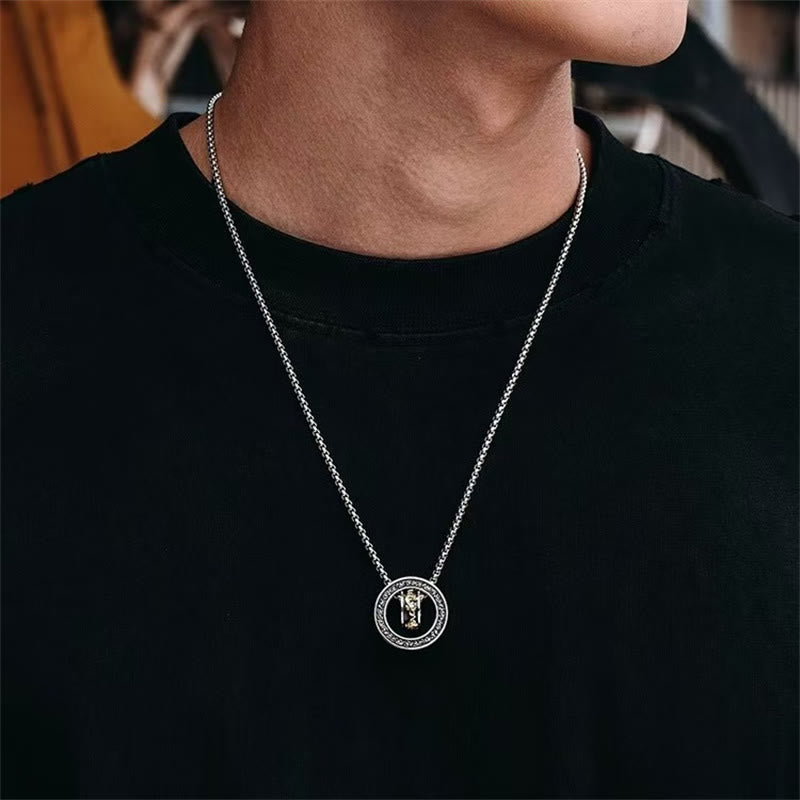 Nimara Ritual Double Ring PiXiu Peace Buckle Wealth Rotatable Necklace Pendant