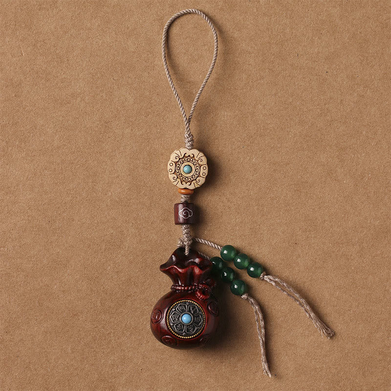 Nimara Ritual Sandalwood Small Leaf Red Sandalwood Green Sandalwood Om Mani Padme Hum Calm Key Chain Phone Hanging Decoration