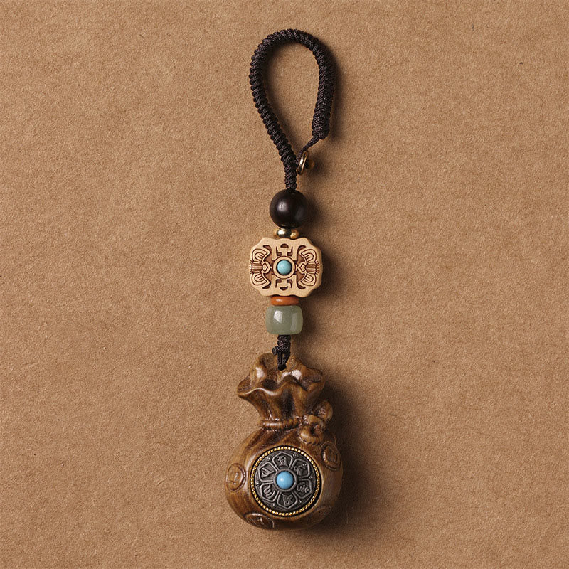 Nimara Ritual Sandalwood Small Leaf Red Sandalwood Green Sandalwood Om Mani Padme Hum Calm Key Chain Phone Hanging Decoration