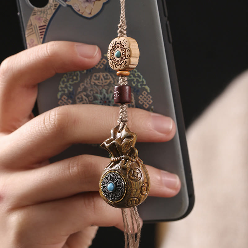 Nimara Ritual Sandalwood Small Leaf Red Sandalwood Green Sandalwood Om Mani Padme Hum Calm Key Chain Phone Hanging Decoration