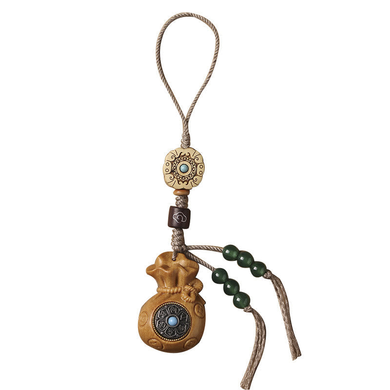 Nimara Ritual Sandalwood Small Leaf Red Sandalwood Green Sandalwood Om Mani Padme Hum Calm Key Chain Phone Hanging Decoration