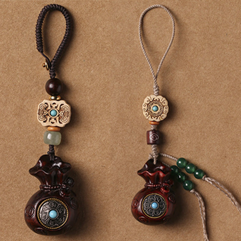 Nimara Ritual Sandalwood Small Leaf Red Sandalwood Green Sandalwood Om Mani Padme Hum Calm Key Chain Phone Hanging Decoration