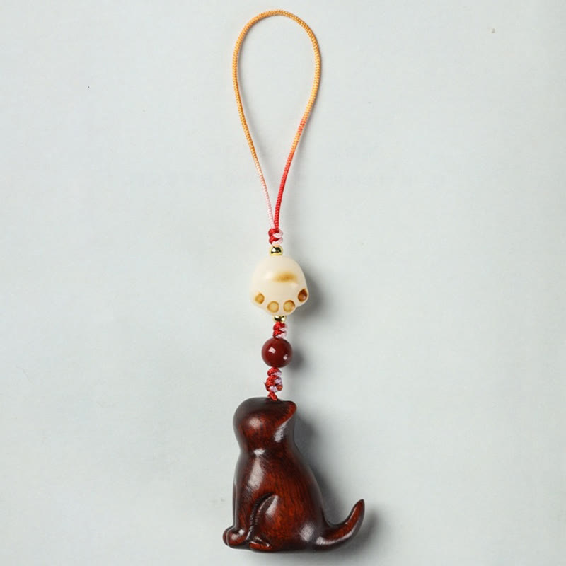 Nimara Ritual Small Leaf Red Sandalwood Green Sandalwood Sandalwood Sitting Cat Sooth Phone Hanging Decoration