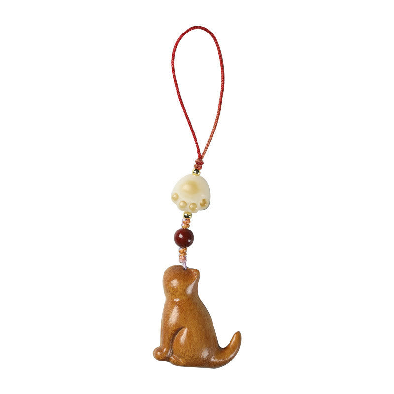 Nimara Ritual Small Leaf Red Sandalwood Green Sandalwood Sandalwood Sitting Cat Sooth Phone Hanging Decoration