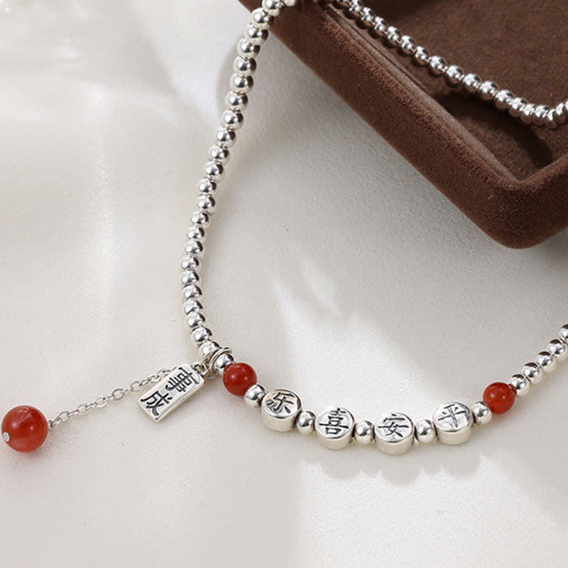 Nimara Ritual 925 Sterling Silver Small Beads Red Agate Peace And Joy Blessing Anklet