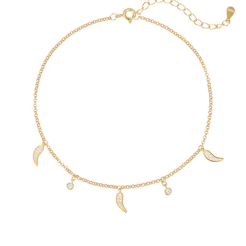 Nimara Ritual 925 Sterling Silver Zircon Little Pepper Charm Protection Anklet
