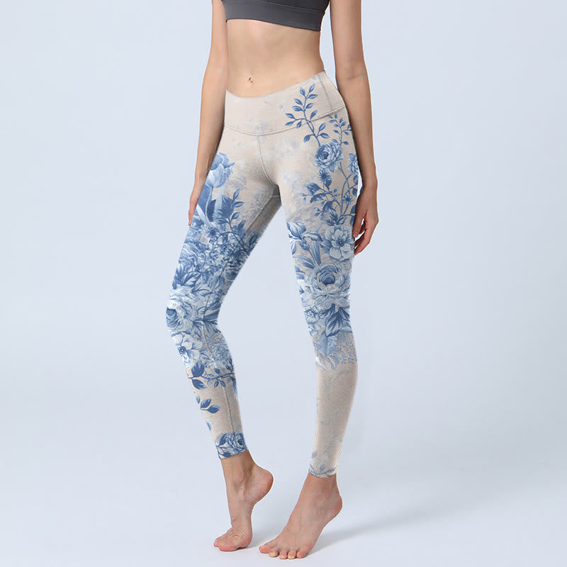 Nimara Ritual Rose Daisy Print Gym Leggings Women's Yoga Pants