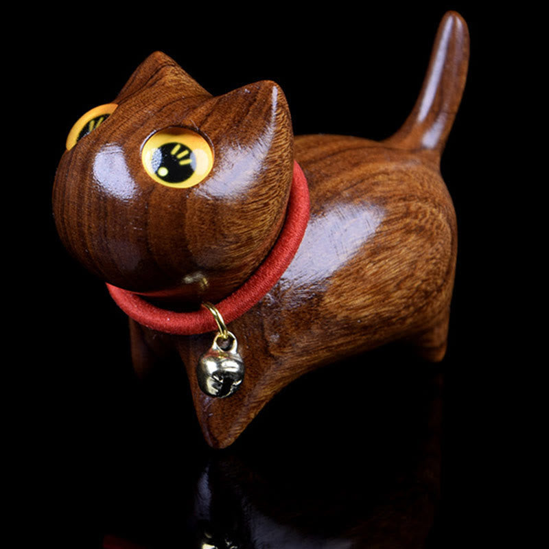 Nimara Ritual Rosewood Carving Cat Warmth Home Decoration
