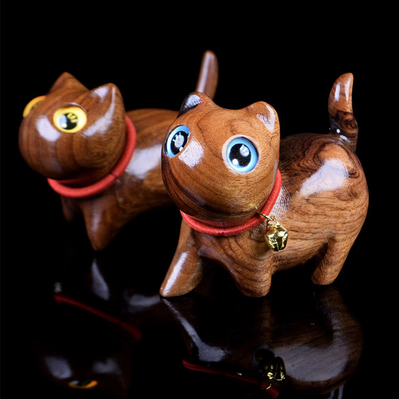 Nimara Ritual Rosewood Carving Cat Warmth Home Decoration