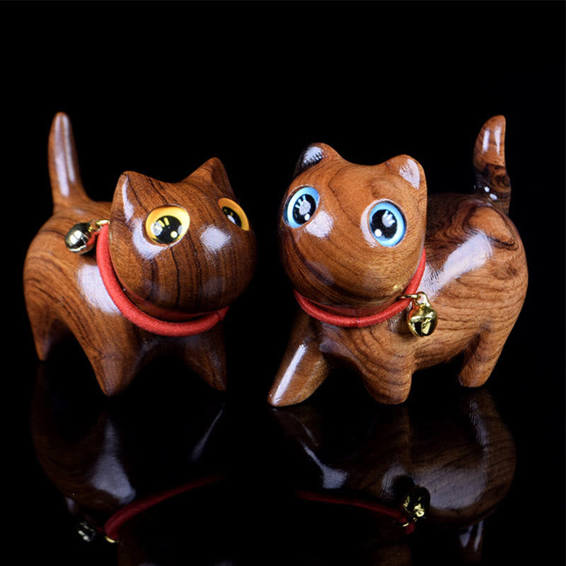 Nimara Ritual Rosewood Carving Cat Warmth Home Decoration
