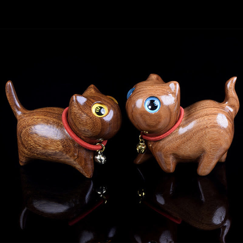 Nimara Ritual Rosewood Carving Cat Warmth Home Decoration