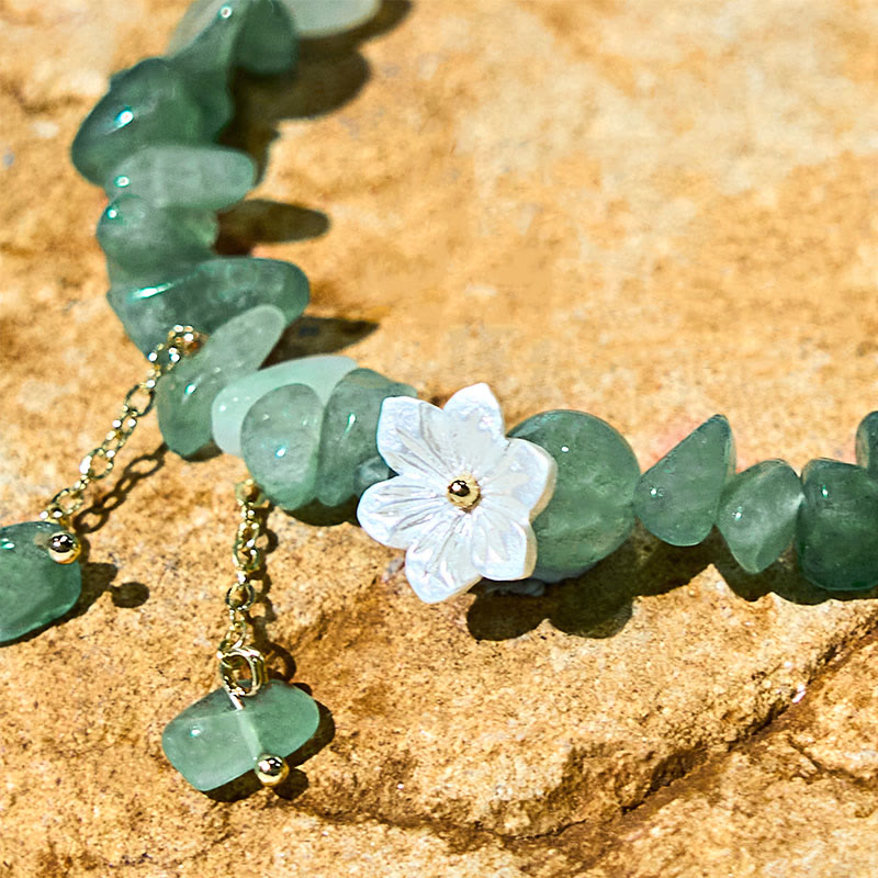 Nimara Ritual Natural Strawberry Quartz Green Strawberry Quartz Super Seven Crystal Flower Healing Bracelet