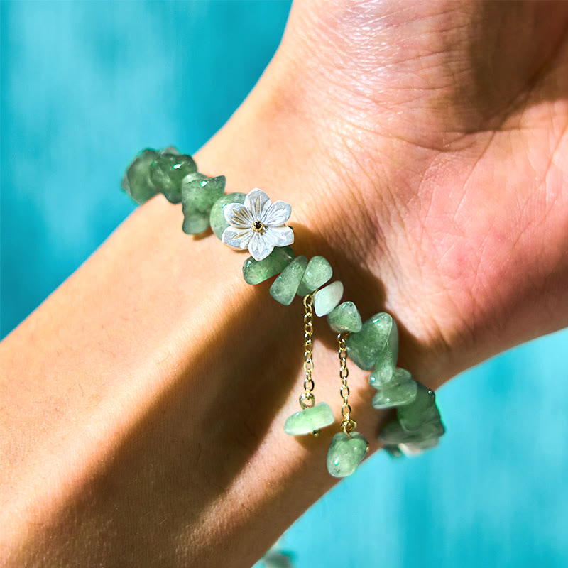 Nimara Ritual Natural Strawberry Quartz Green Strawberry Quartz Super Seven Crystal Flower Healing Bracelet