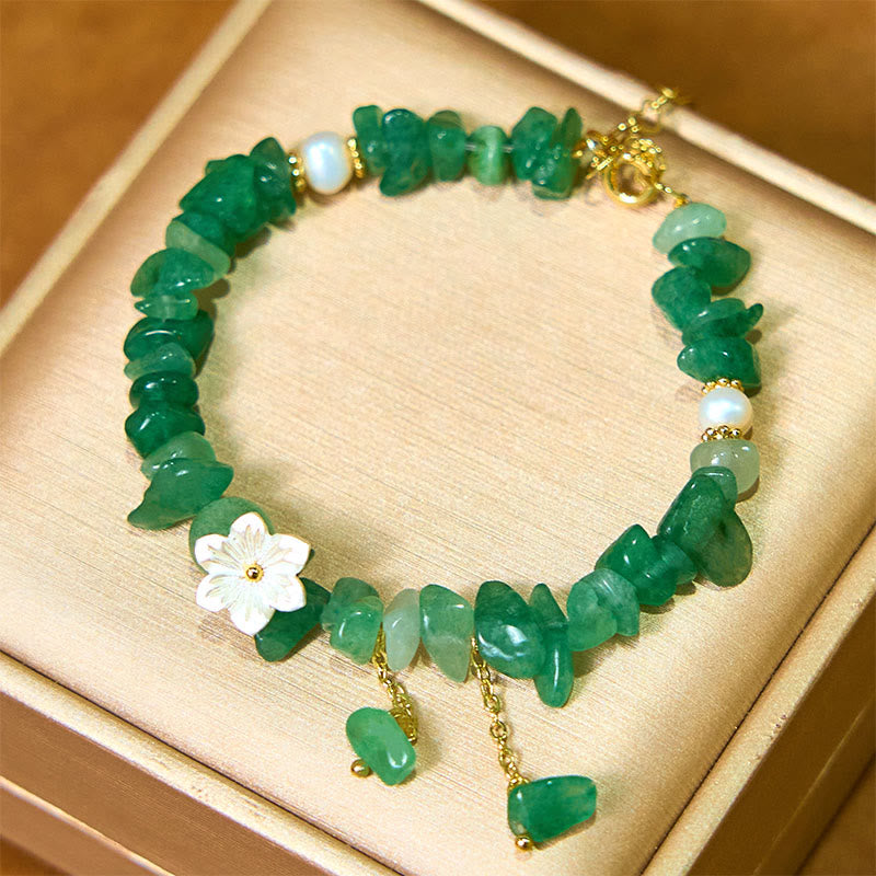 Nimara Ritual Natural Strawberry Quartz Green Strawberry Quartz Super Seven Crystal Flower Healing Bracelet